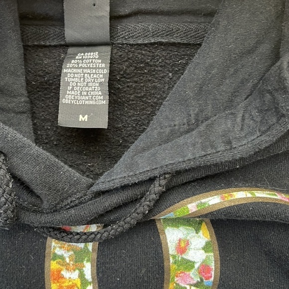 Obey OG Floral Obey Giant Black Hoodie Girls Medium - Picture 5 of 10
